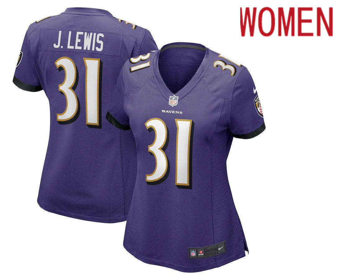 Women Baltimore Ravens 31 Jamal Lewis Nike Purple Game Retired Player NFL Jersey